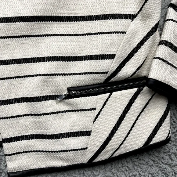 Chicos Open Front Cardigan Womens Size 3 16/18 Black White Striped Vintage - Picture 3 of 11